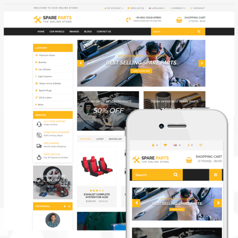 Spare Parts Theme - OpenCart 3 The online Store    